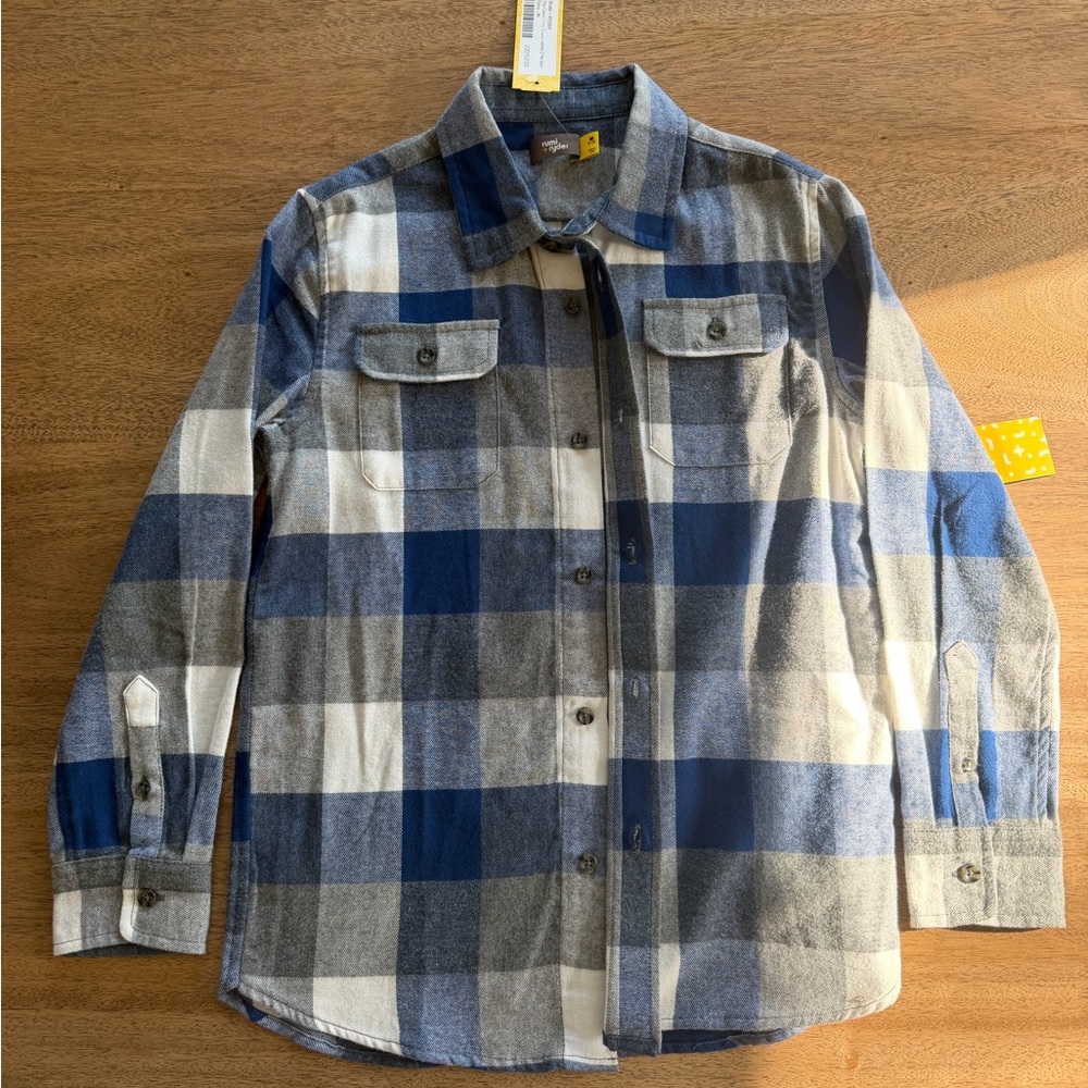New with Tags Boys Remi and Ryder Flannel Button Down Shirt Size Medium 8/10